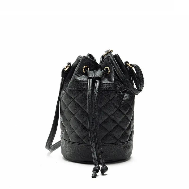 Women Leather Quilted Hbag Bucket Shoulder Messenger Bag Tote Satchel 5