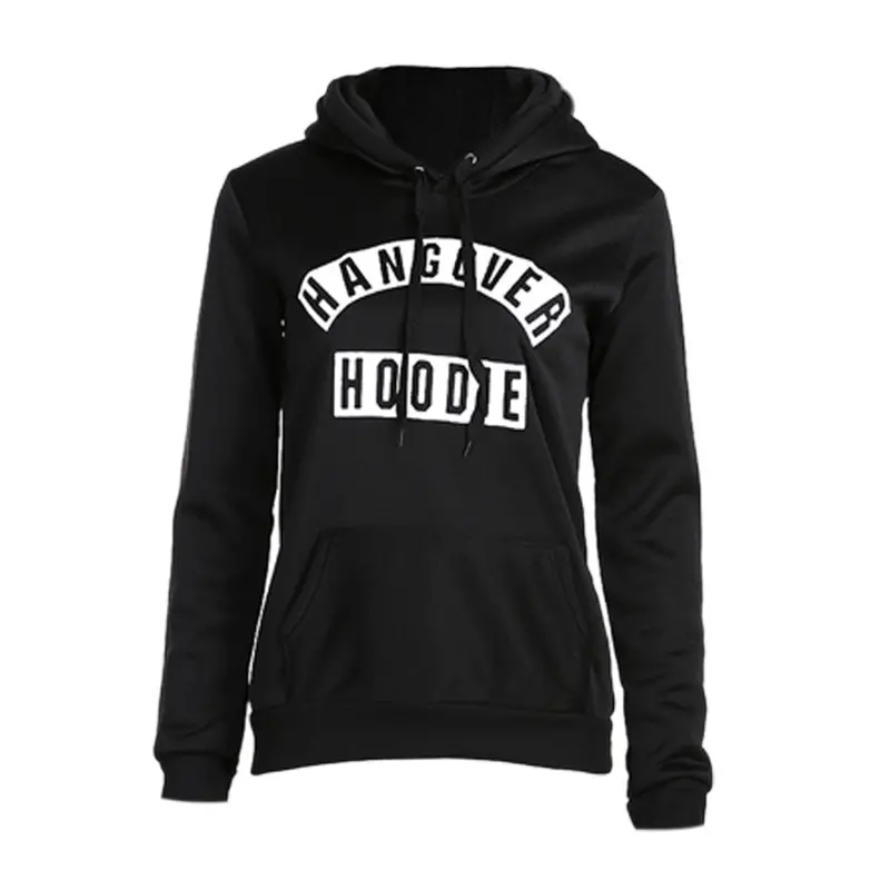 Women Letters Print Long Sleeve Pocket Hooded Sweatshirt Slim Fit Pullover Hoodies Sweatershirt Hoody Jumper Outerwear Top 1