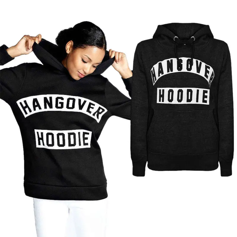 Women Letters Print Long Sleeve Pocket Hooded Sweatshirt Slim Fit Pullover Hoodies Sweatershirt Hoody Jumper Outerwear Top 4