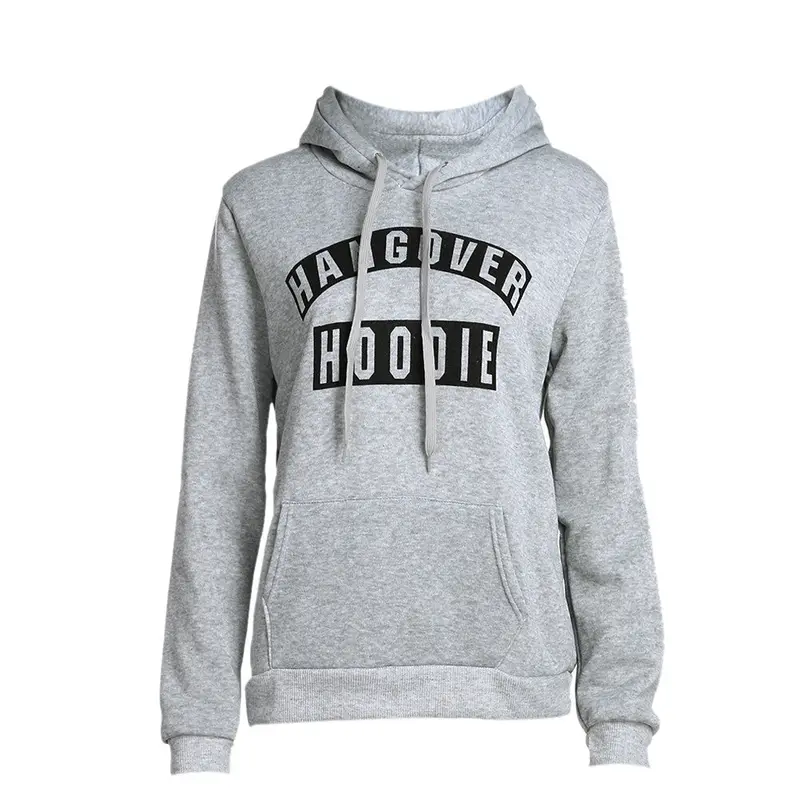Women Letters Print Long Sleeve Pocket Hooded Sweatshirt Slim Fit Pullover Hoodies Sweatershirt Hoody Jumper Outerwear Top 7