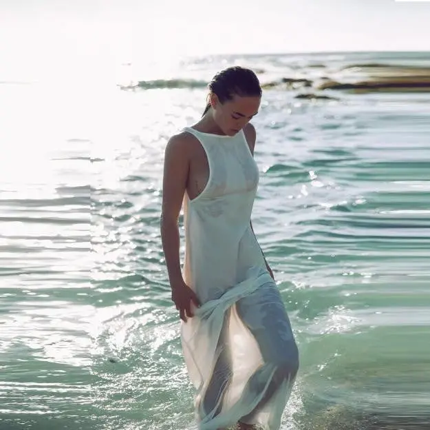 Women Long Dress White Chiffon Sexy Beach Dress Plus Size Feida 1