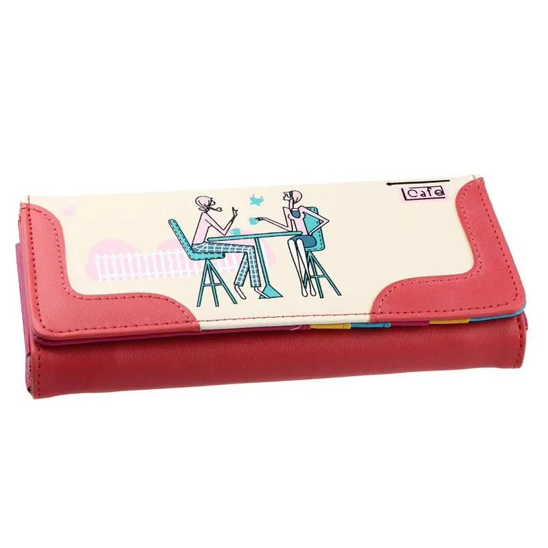 Women Long Purse Cafe Checkbook Money Pu Clutch Wallet Card Holder 1