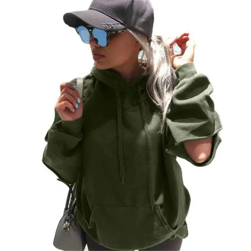 Women Long Sleeve Hooded Jacket Loose Warm Hoodies Solid Sweatshirt Plus Size Jumper Pullover Tops 1