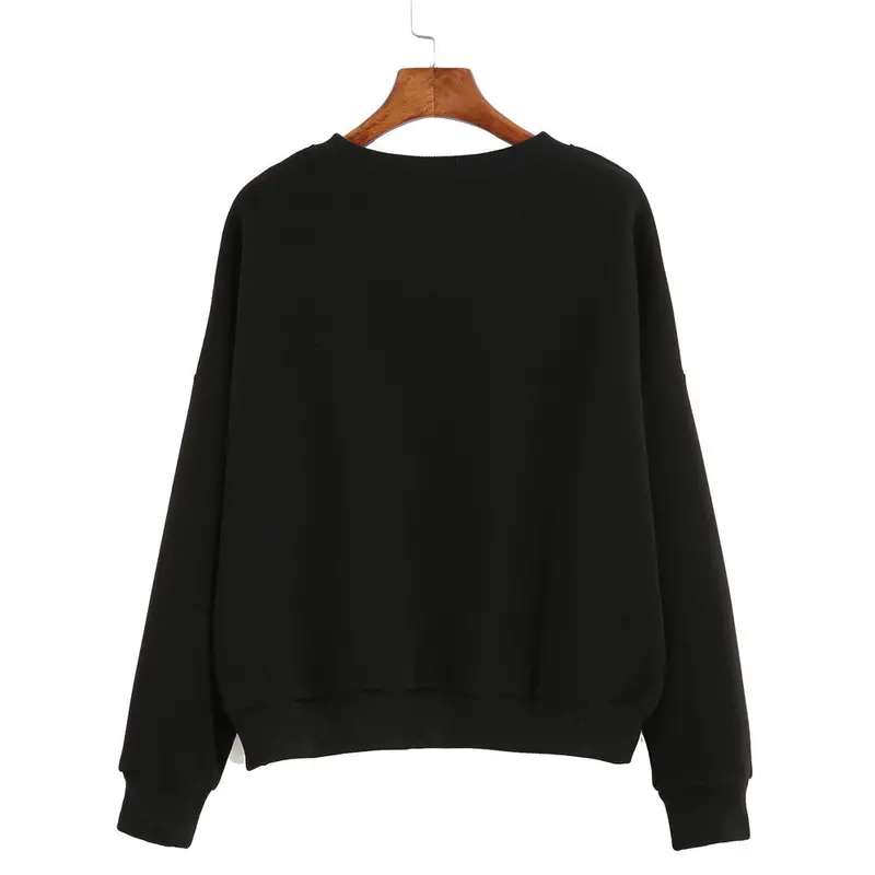 Women Long Sleeve Hoody Letter Print Sweatshirt Pullovers Black Harajuku Hoodies For Women Sudaderas Mujer Feida 4
