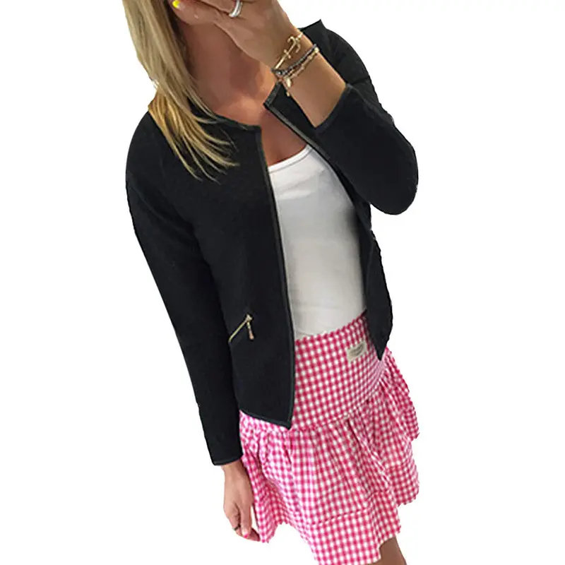 Women Long Sleeve Lattice Tartan Cardigan Top Coat Jacket Outwear Blouse 3 Colors Dropship 1