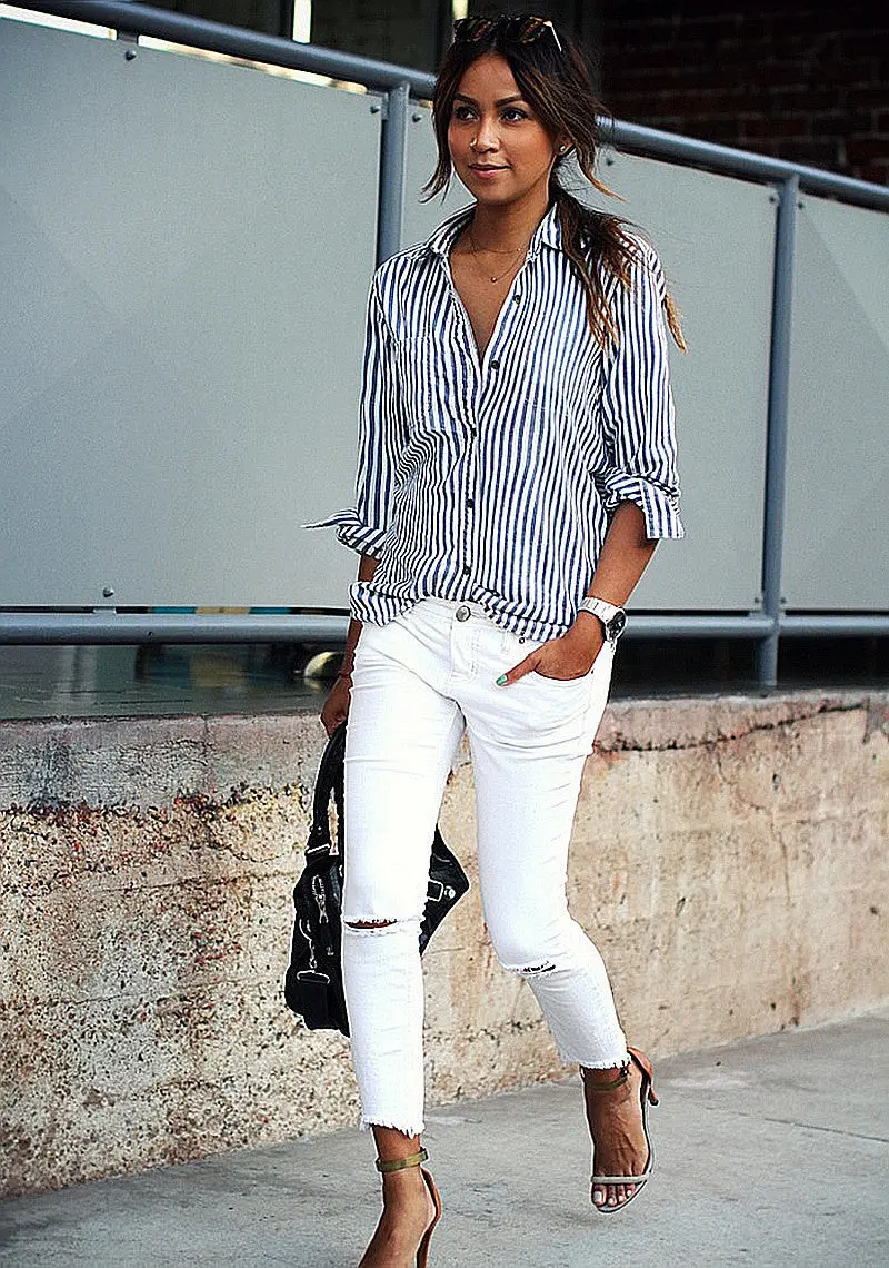 Women Long Sleeve Loose Vertical Striped Shirt Casual Ol Work Turn-Down Collar Tops Blusas Femininas X0100 1