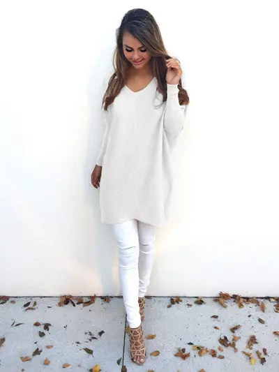 Women Long Sleeve Pullover Sweater Loose Knitting Sweaters Womens Knitted Cardigan Pull 1