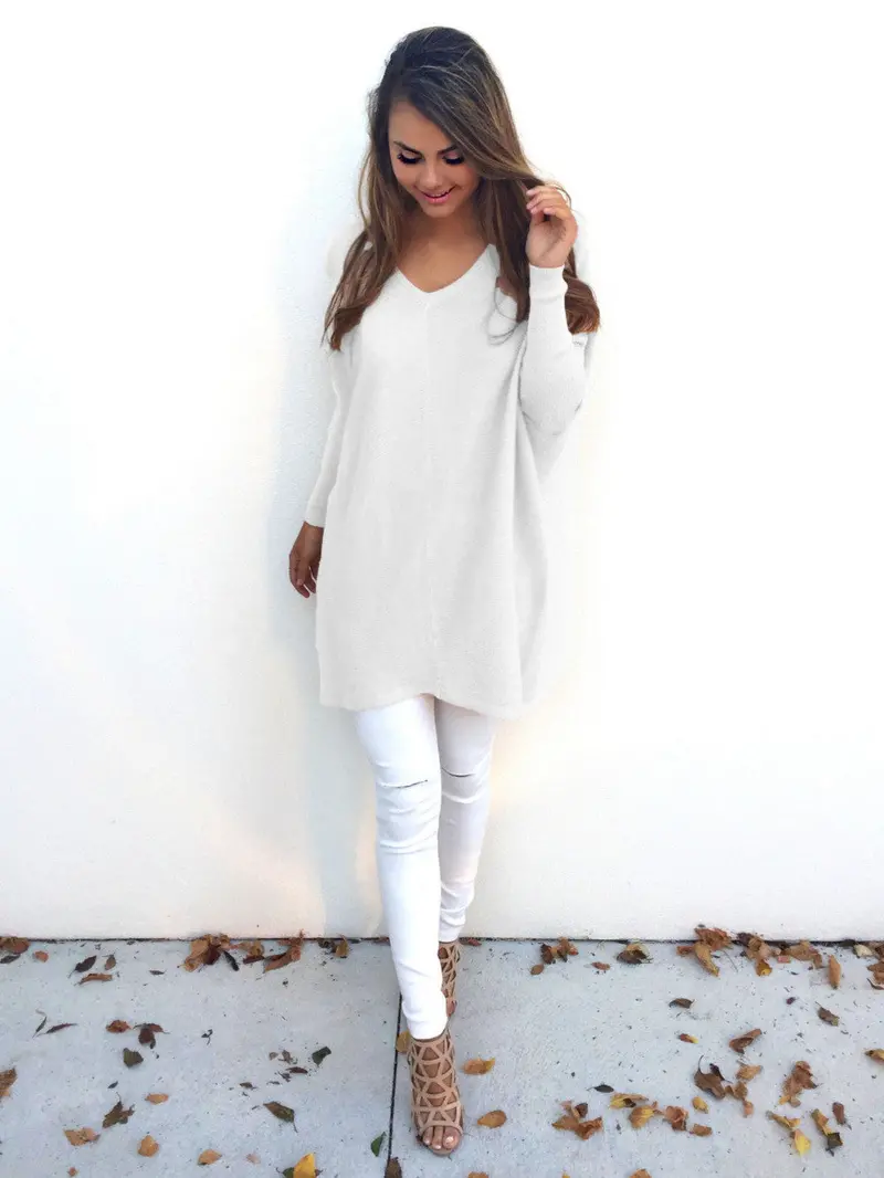 Women Long Sleeve Pullover Sweater Loose Knitting Sweaters Womens Knitted Cardigan Pull 6