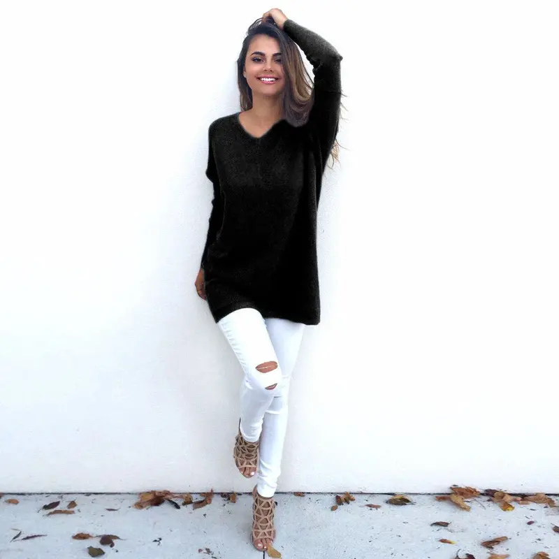 Women Long Sleeve Pullover Sweater Loose Knitting Sweaters Womens Knitted Cardigan Pull 7