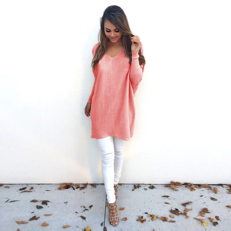 Women Long Sleeve Pullover Sweater Loose Knitting Sweaters Womens Knitted Cardigan Pull 8