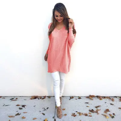 Women Long Sleeve Pullover Sweater Loose Knitting Sweaters Womens Knitted Cardigan Pull 9