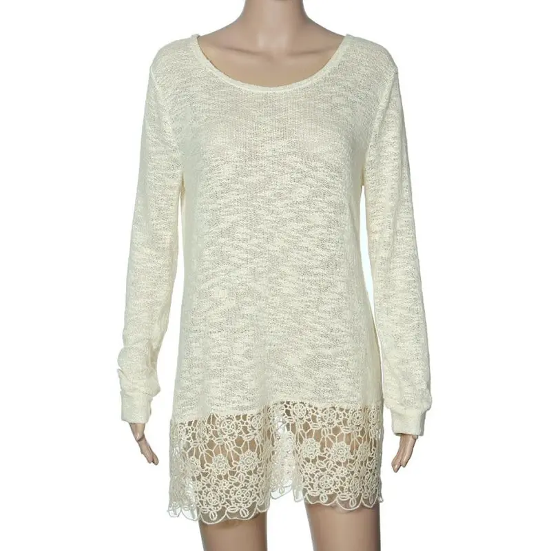 Women Long Sleeve Shirt Lace Slim Knitwear Tops T Shirt Plus Size Fast Shipping 3