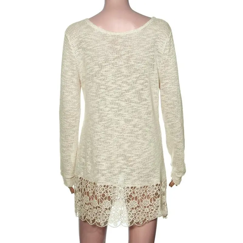 Women Long Sleeve Shirt Lace Slim Knitwear Tops T Shirt Plus Size Fast Shipping 4