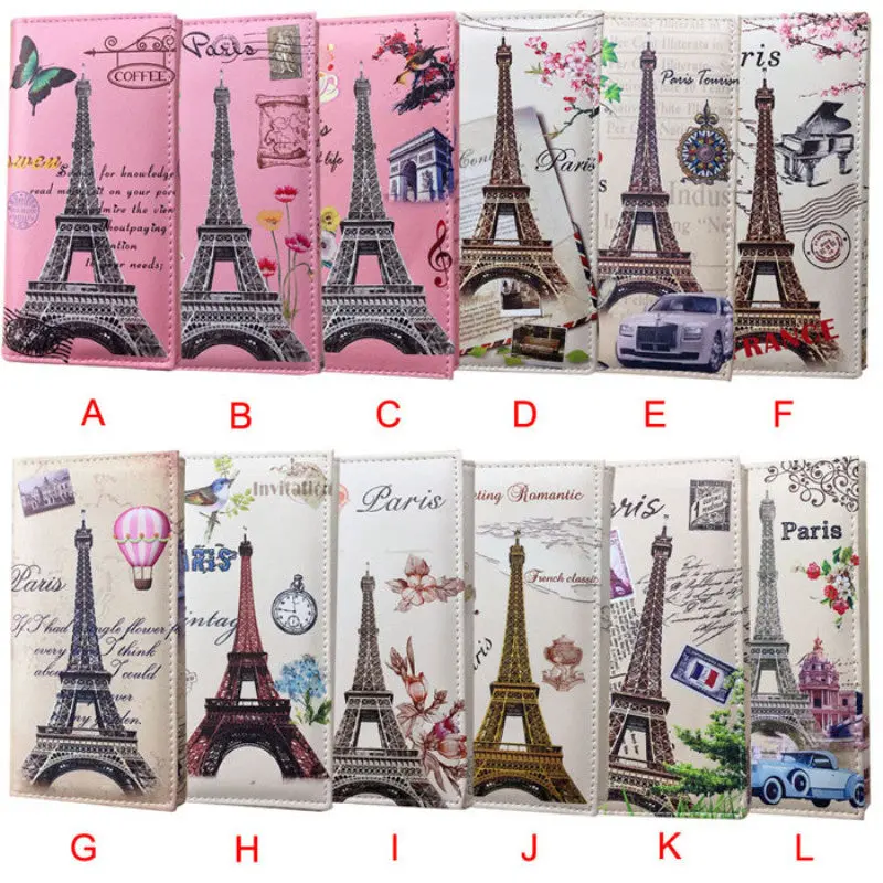 Women Long Wallet Smooth Pu Leather Paris Flags Eiffel Tower Style Lady Coin Purses Clutch Wallets Money Bags 5