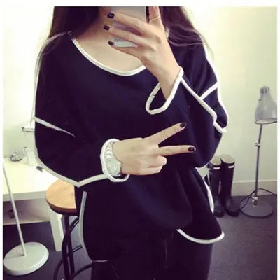 Women Loose Geometry Pullover Shirt Long Sleeve Top Shirts Blouse Dames Bloezen Roupas Feminina 1