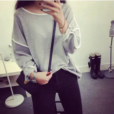 Women Loose Geometry Pullover Shirt Long Sleeve Top Shirts Blouse Dames Bloezen Roupas Feminina 3