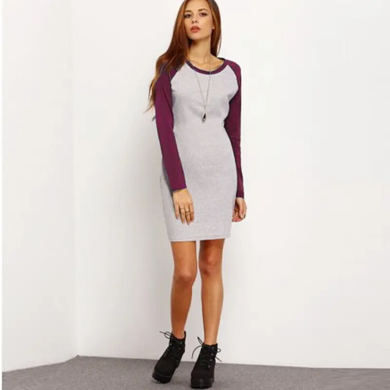 Women Loose Shirt Dress Splice Color Block Long Sleeve Bodycon Evening Party Mini Club Dresses Slim Clubwear Night Wear 4