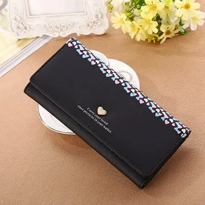 Women Love Heart Pattern Coin Purses Women's Purse Long Wallet Card Holders Portefeuille 1