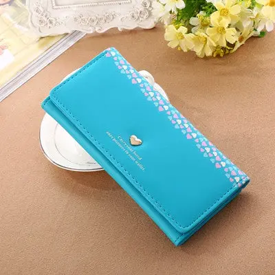 Women Love Heart Pattern Coin Purses Women's Purse Long Wallet Card Holders Portefeuille 2