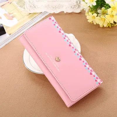 Women Love Heart Pattern Coin Purses Women's Purse Long Wallet Card Holders Portefeuille 4