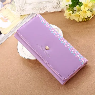 Women Love Heart Pattern Coin Purses Women's Purse Long Wallet Card Holders Portefeuille 5