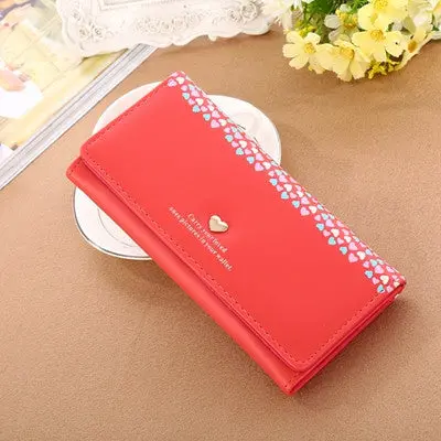 Women Love Heart Pattern Coin Purses Women's Purse Long Wallet Card Holders Portefeuille 6