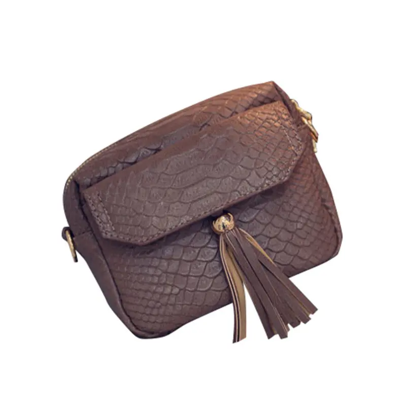 Women Luxury Hbags Designer Simple Crocodile Leather Zipper Mini Tassel Messenger Bags Crossbody Shoulder Bag Femme Bolsos 3