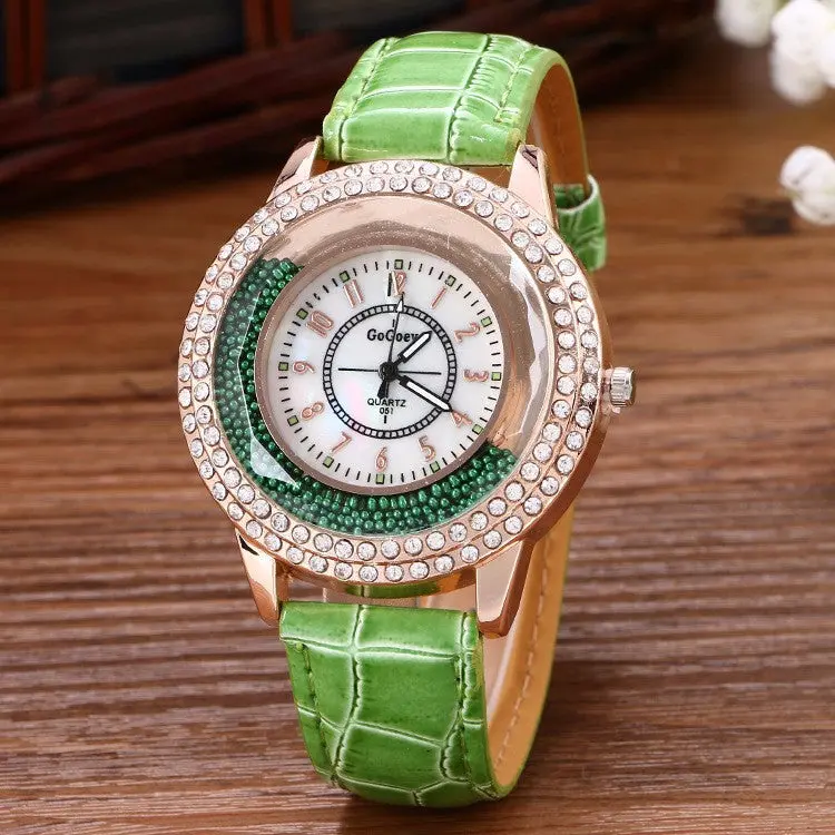 Women Luxury Watches Montre Girl Ladies Crystal Dial Quartz Analog Leather Bracelet Wrist Watch Clock Feida 1