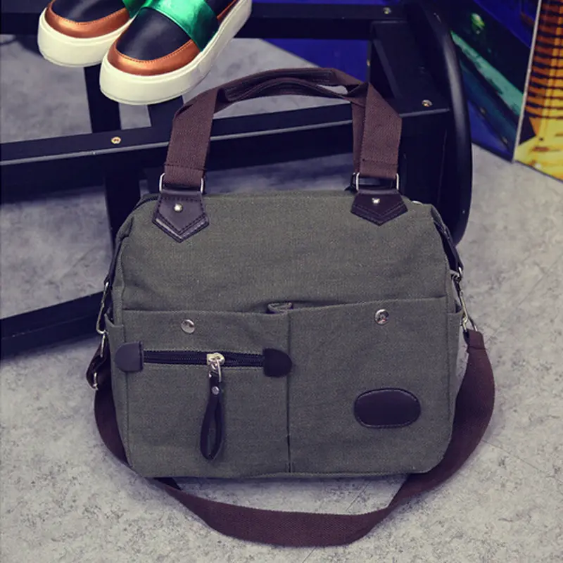 Women Men Bag Neutral Vintage Style Canvas Satchel Shoulder Bags Messenger Crossbody School Military Bag 1