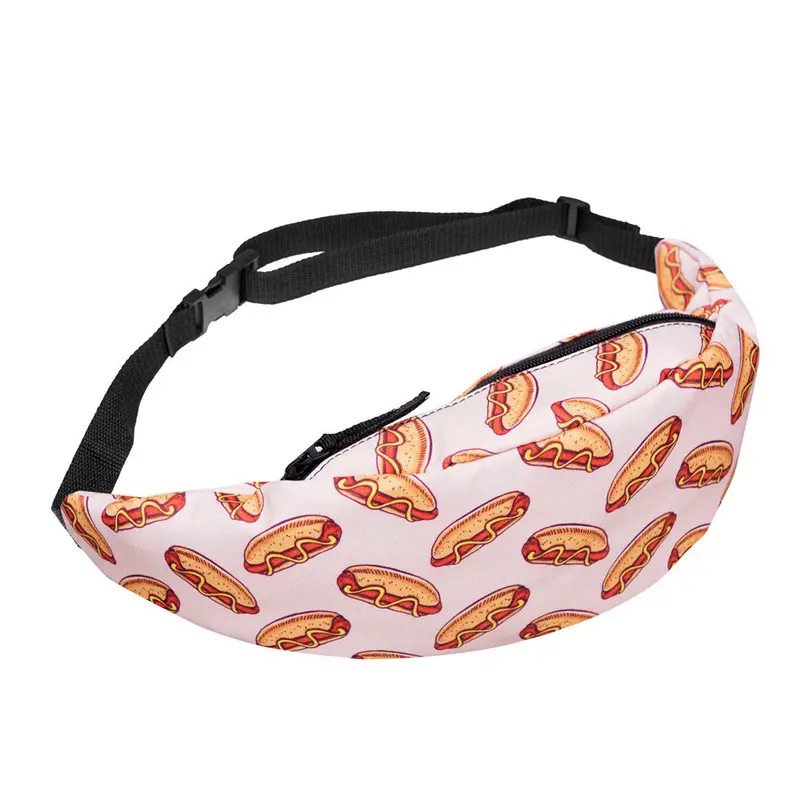Women Men Bags Belt Waist Bag Bread Print Pouch Zip Bags Pack Waist Pack Bag 1