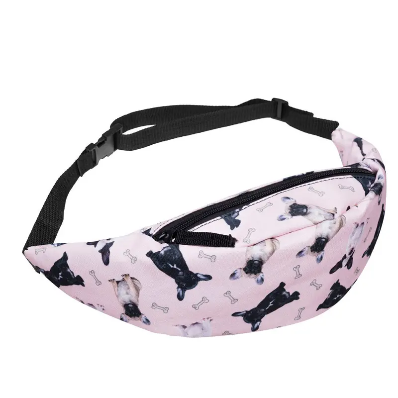 Women Men Bags Belt Waist Bag Dog Print Pouch Zip Pack Waist Pack 1