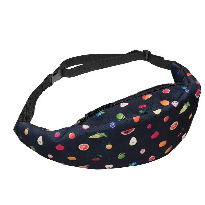 Women Men Bags Belt Waist Bag Fruit Printing Pouch Zip Waist Pack 1