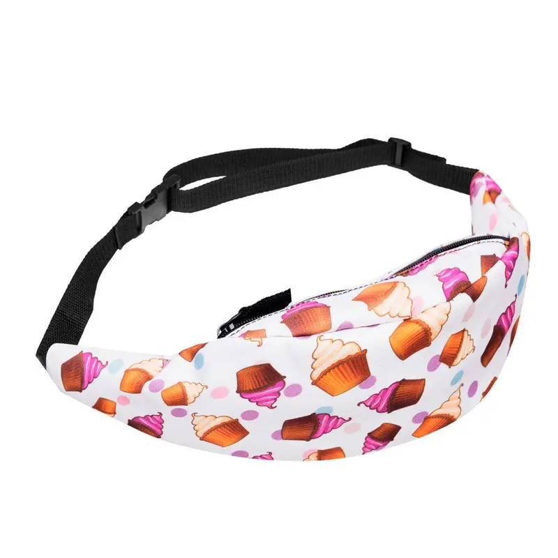 Women Men Bags Belt Waist Bag Ice Cream Print Pouch Zip Bags Waist Pack 1