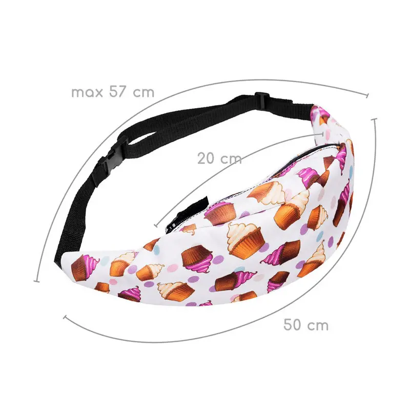 Women Men Bags Belt Waist Bag Ice Cream Print Pouch Zip Bags Waist Pack 2