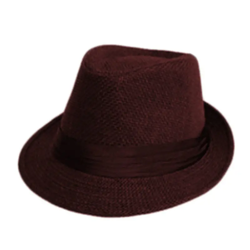 Women Men Casual Trendy Beach Sun Straw Panama Jazz Hat Cowboy Fedora Gangster Cap 2