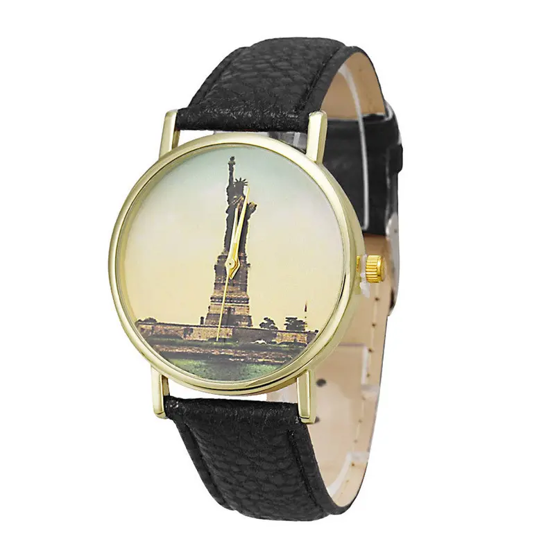 Women Men Dress Watch Godess Print Leather Watches Mujer Relogio Analog Quartz Dial Bracelet Clocks Wrist Watch 1