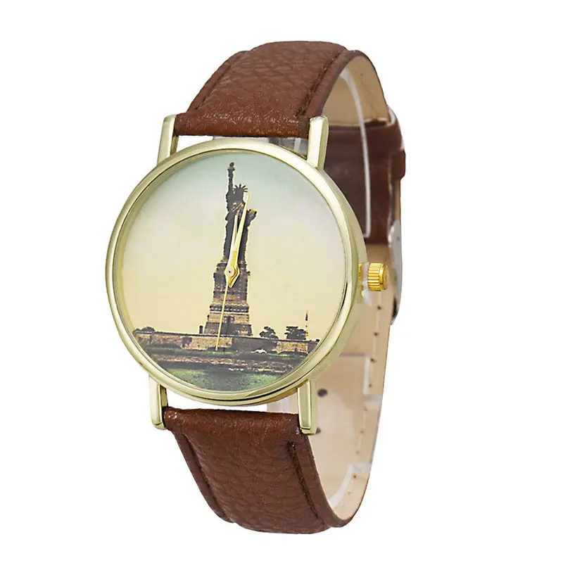 Women Men Dress Watch Godess Print Leather Watches Mujer Relogio Analog Quartz Dial Bracelet Clocks Wrist Watch 2