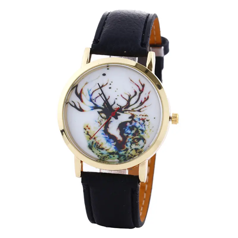 Women Men Fashion Pu Leather Band Analog Quartz Vogue Wrist Watches Watch 1