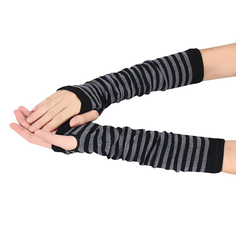 Women Men Gloves Wrist Arm Hand Warmer Knitted Long Fingerless Gloves Mitten Outdoor Glove 1
