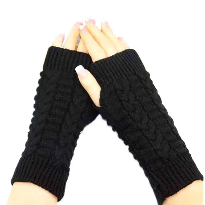 Women Men Knitted Arm Fingerless Gloves Soft Warm Mitten Outdoor Warm Gloves 1