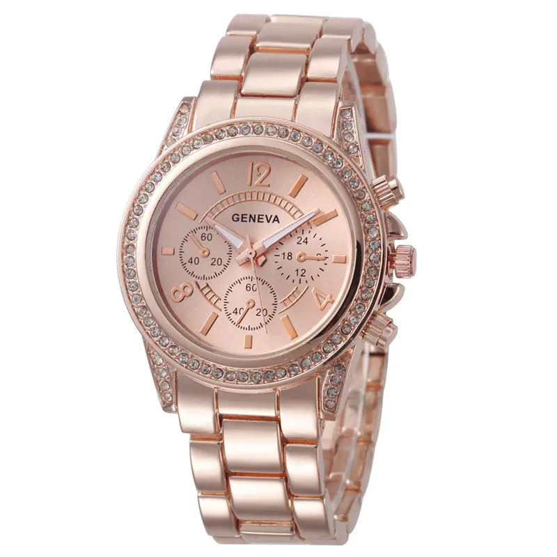 Women Men Watches Geneva Faux Chronograph Quartz Watch Ladies Women Crystal Watch Bracelet Relogio Reloj 1