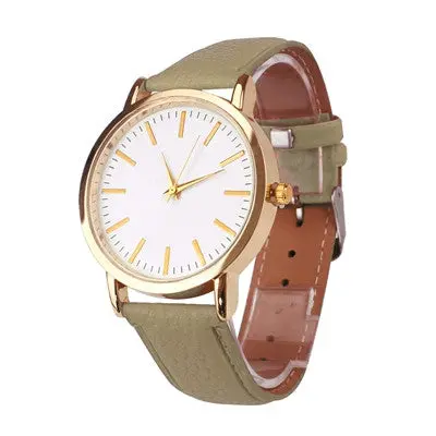 Women Men Watches Pu Leather Band Clock Simple Analog Quartz Business Wrist Watch Relogio Masculino Feminino 1