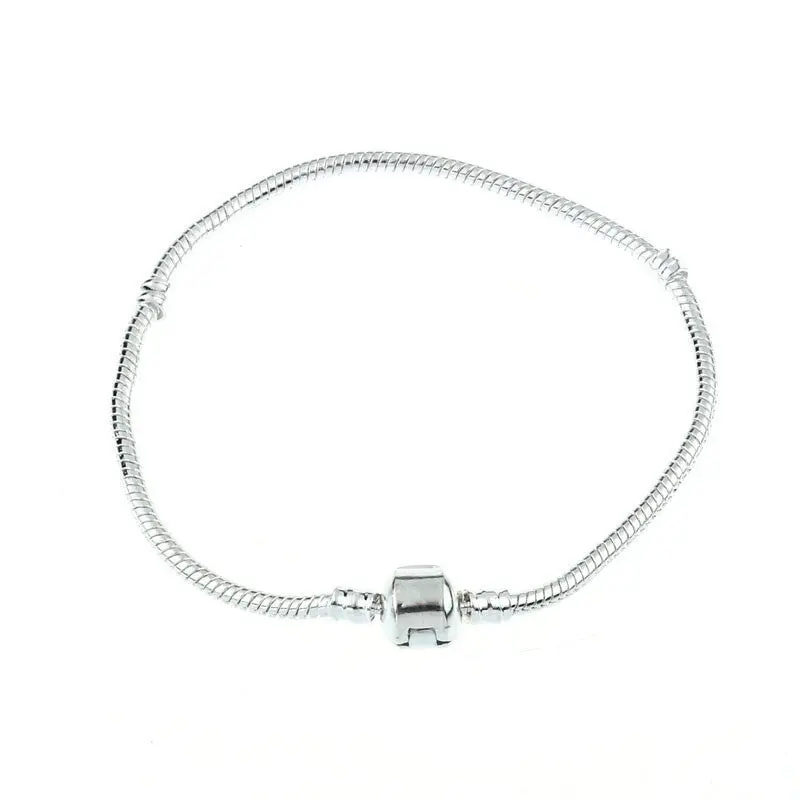 Women Mens Silver Long Heart Clasp Bracelets Trendy Charm Snake Bracelet Diy Wristband Jewelry Gifts 171819202122Cm 1
