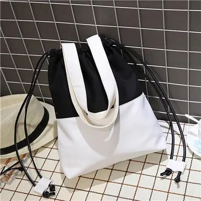 Women Messenger Bags Hit Color Canvas Drawstring Shoulder Bags Casual Hbag School Bag Shopping Bag Designer 1