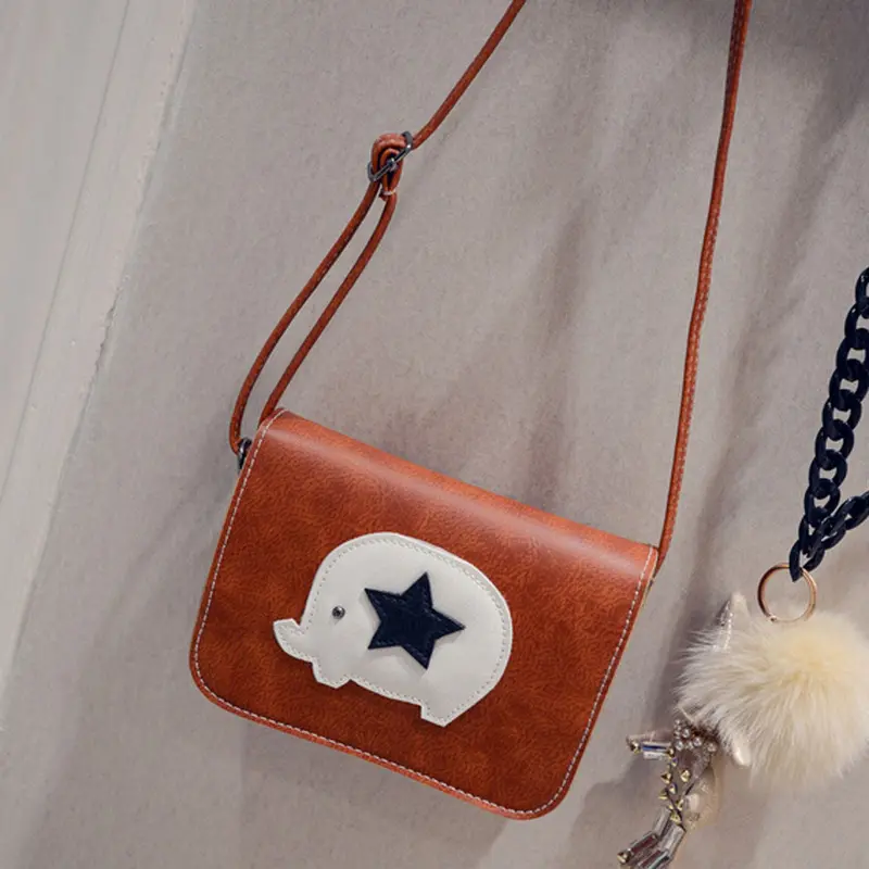 Women Messenger Bags Leather Star Elephant Pattern Hbag Cross Body Single Shoulder Bag Clutch Purse Women's Bolsas 2