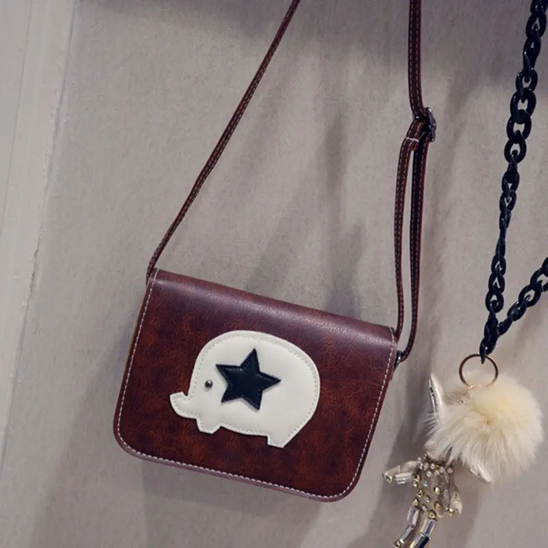 Women Messenger Bags Leather Star Elephant Pattern Hbag Cross Body Single Shoulder Bag Clutch Purse Women's Bolsas 3