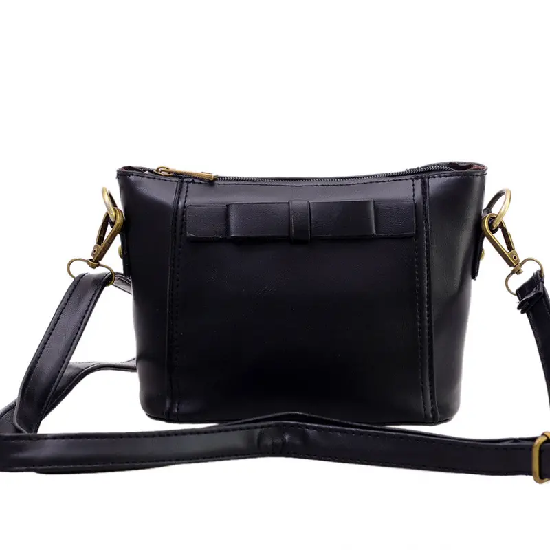 Women Messenger Bags Pu Leather Black Handbag Shoulder Large Crossbody Tote Bag Ladies Purse 1
