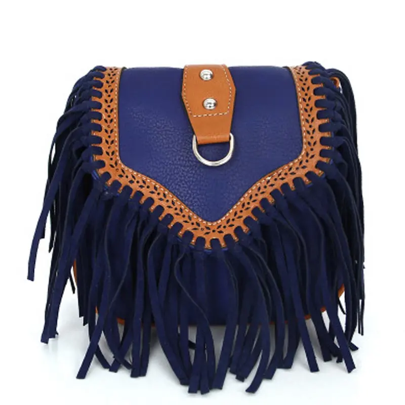 Women Messenger Bags Retro Scrub Tassels Leather Hbag Cross Body Single Shoulder Bags Designe Casual Bolsos Mujer 4