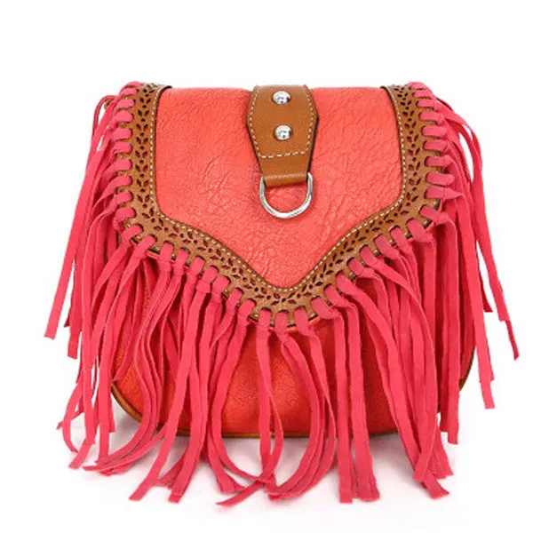 Women Messenger Bags Retro Scrub Tassels Leather Hbag Cross Body Single Shoulder Bags Designe Casual Bolsos Mujer 6