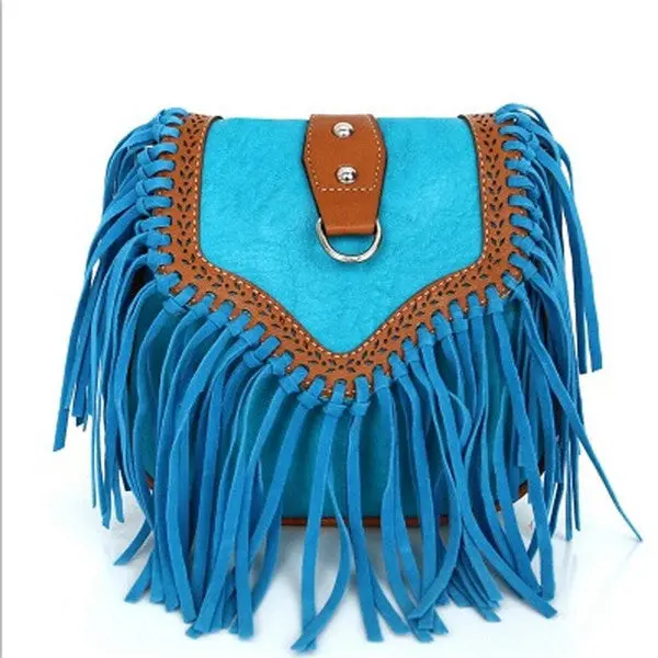 Women Messenger Bags Retro Scrub Tassels Leather Hbag Cross Body Single Shoulder Bags Designe Casual Bolsos Mujer 7
